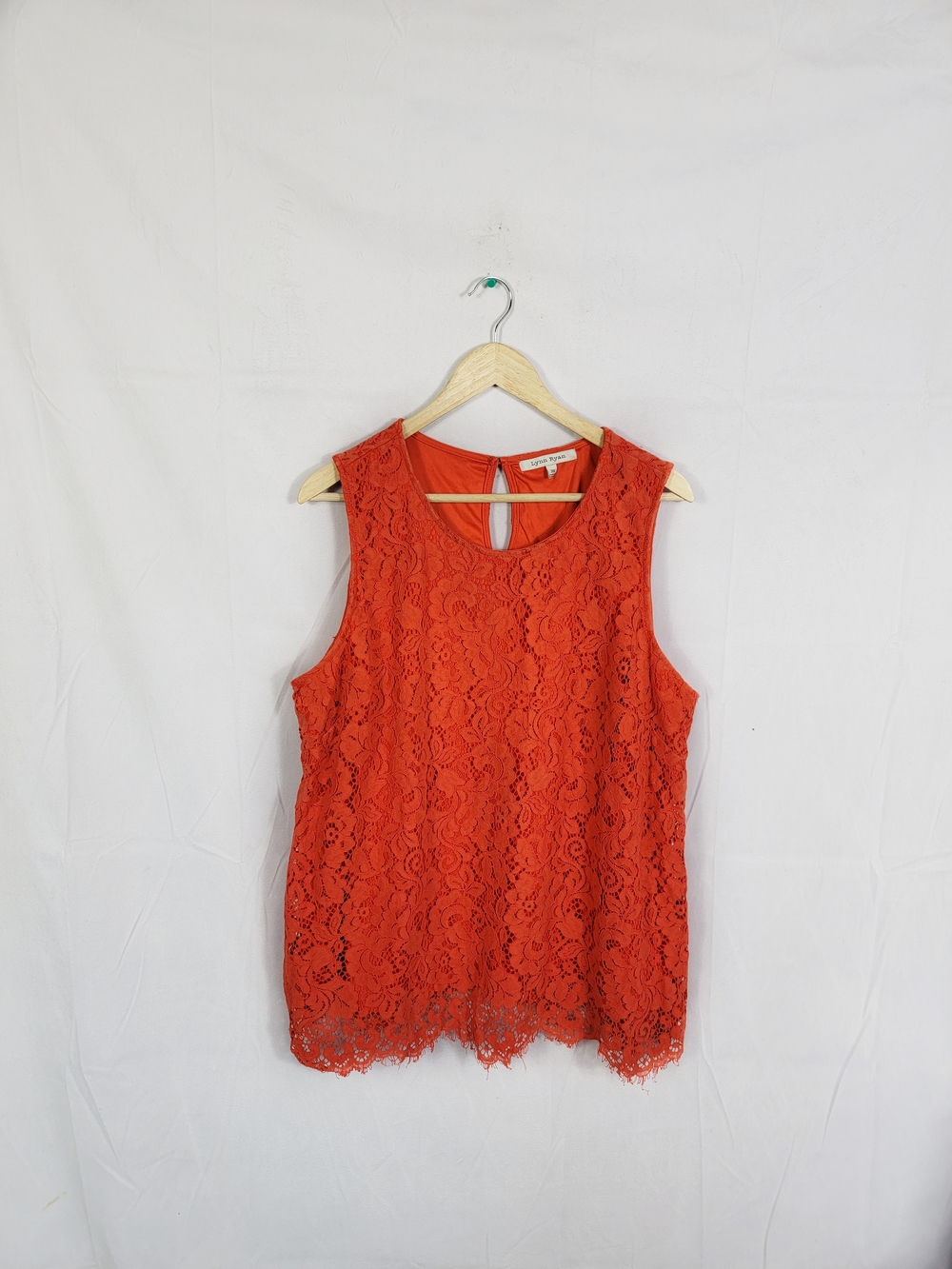 Women's 3X Lynn Ryan Orange Lace Blouse